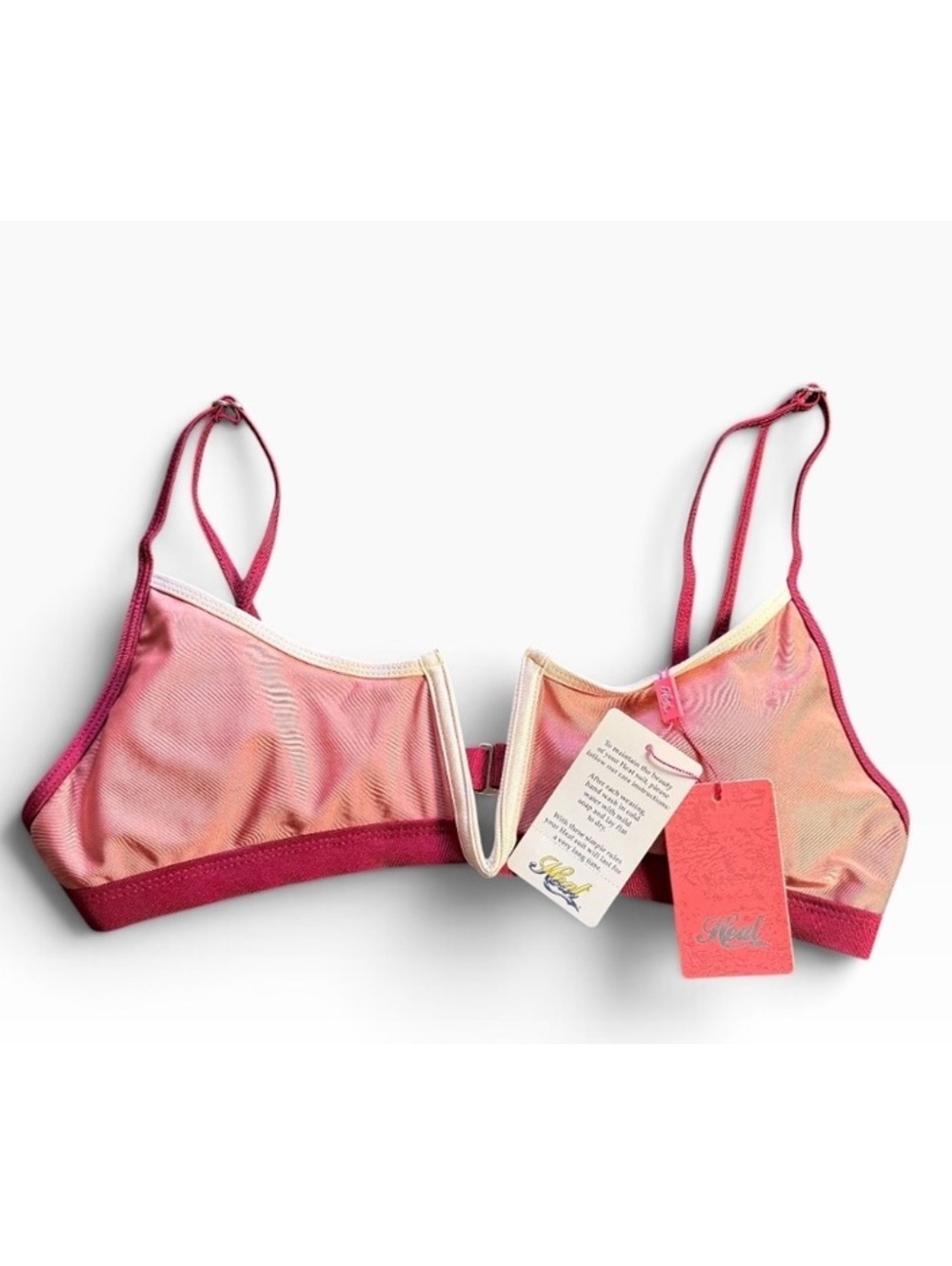 HEAT lux swimwear V wire middle bikini bralette size Large NWT